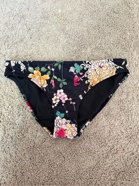 Johnny Was Mona Hipster Bikini Bottoms Black Floral Size Small